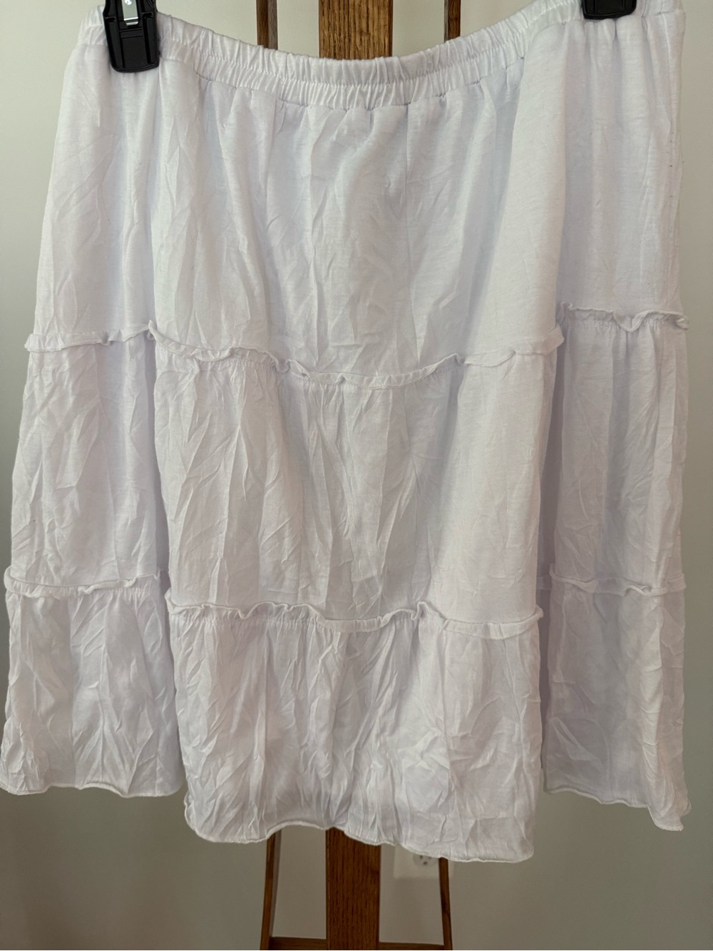 AGB White Tiered A-Line Cotton Skirt
